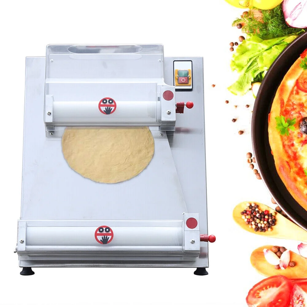 Fichiouy Pizza Press Machine 110V Automatic Pizza Dough Roller Sheeter Machine