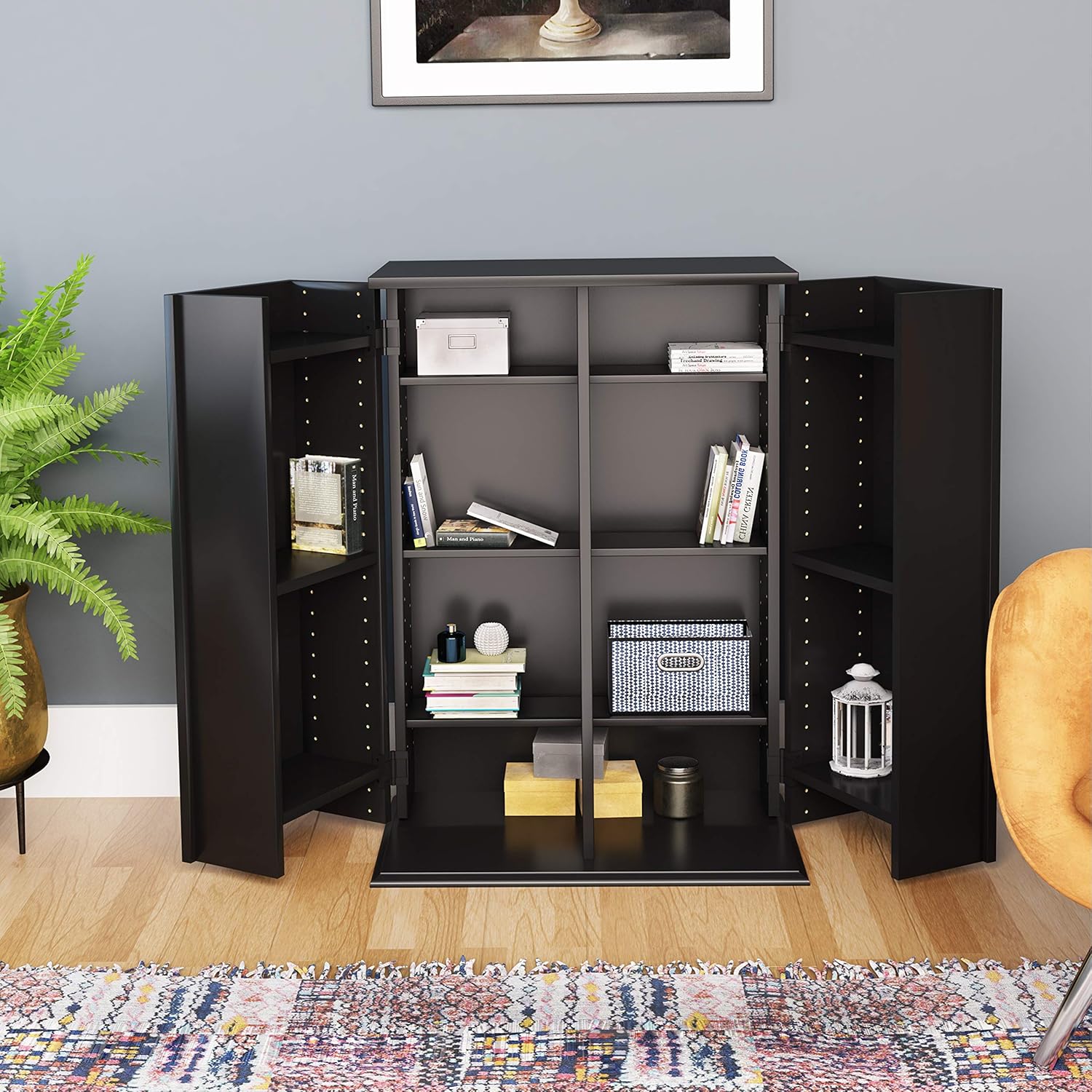 Prepac Locking Media Storage Cabinet, Black