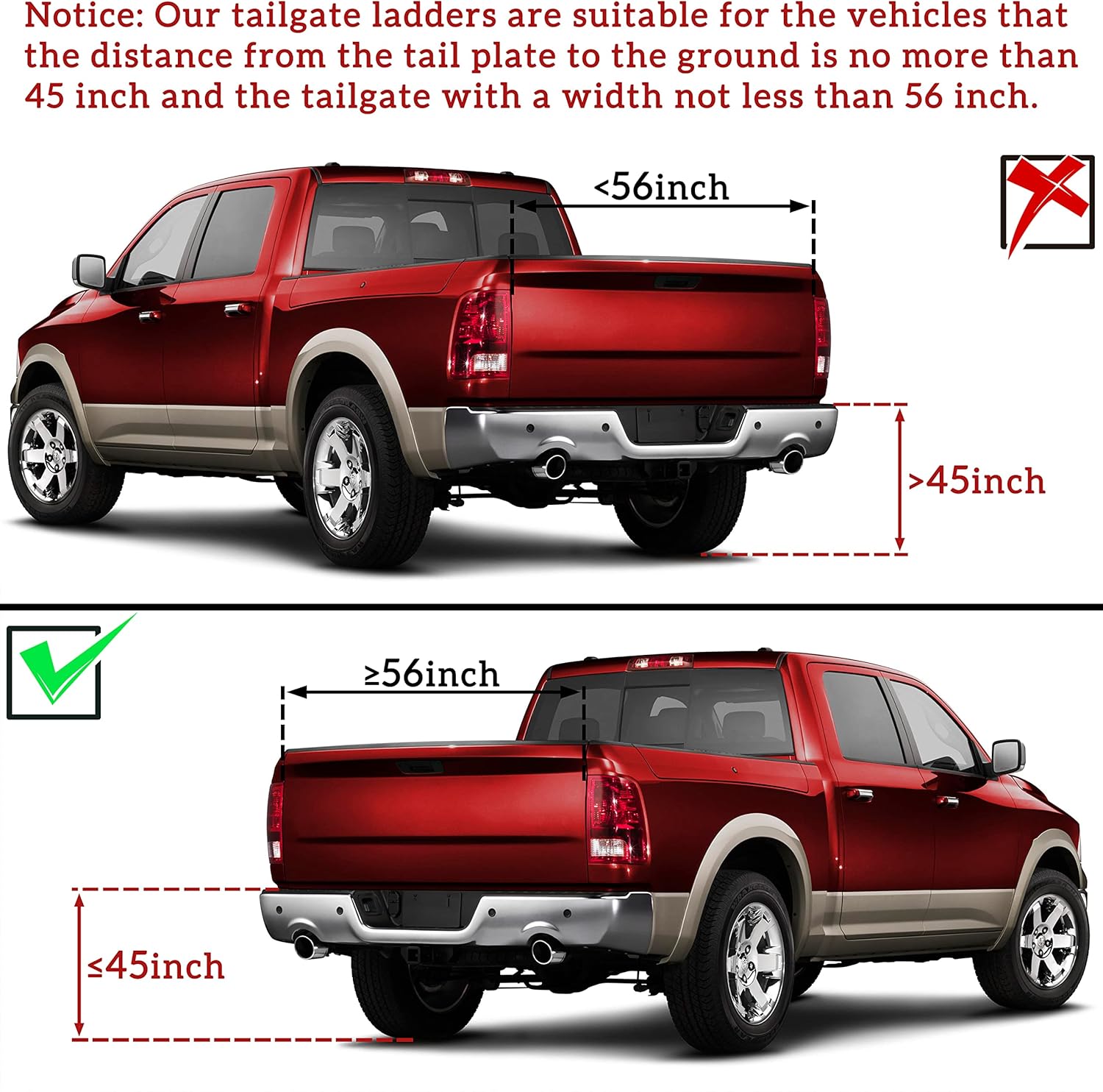 POKIAUTO Universal 42" Foldable Pickup Truck Tailgate Ladder, Heavy Duty Folding Tailgate Step Ladder with Lock Device Universal Fit for Pickup Truck (F150, RAM 1500 etc.) Accessories