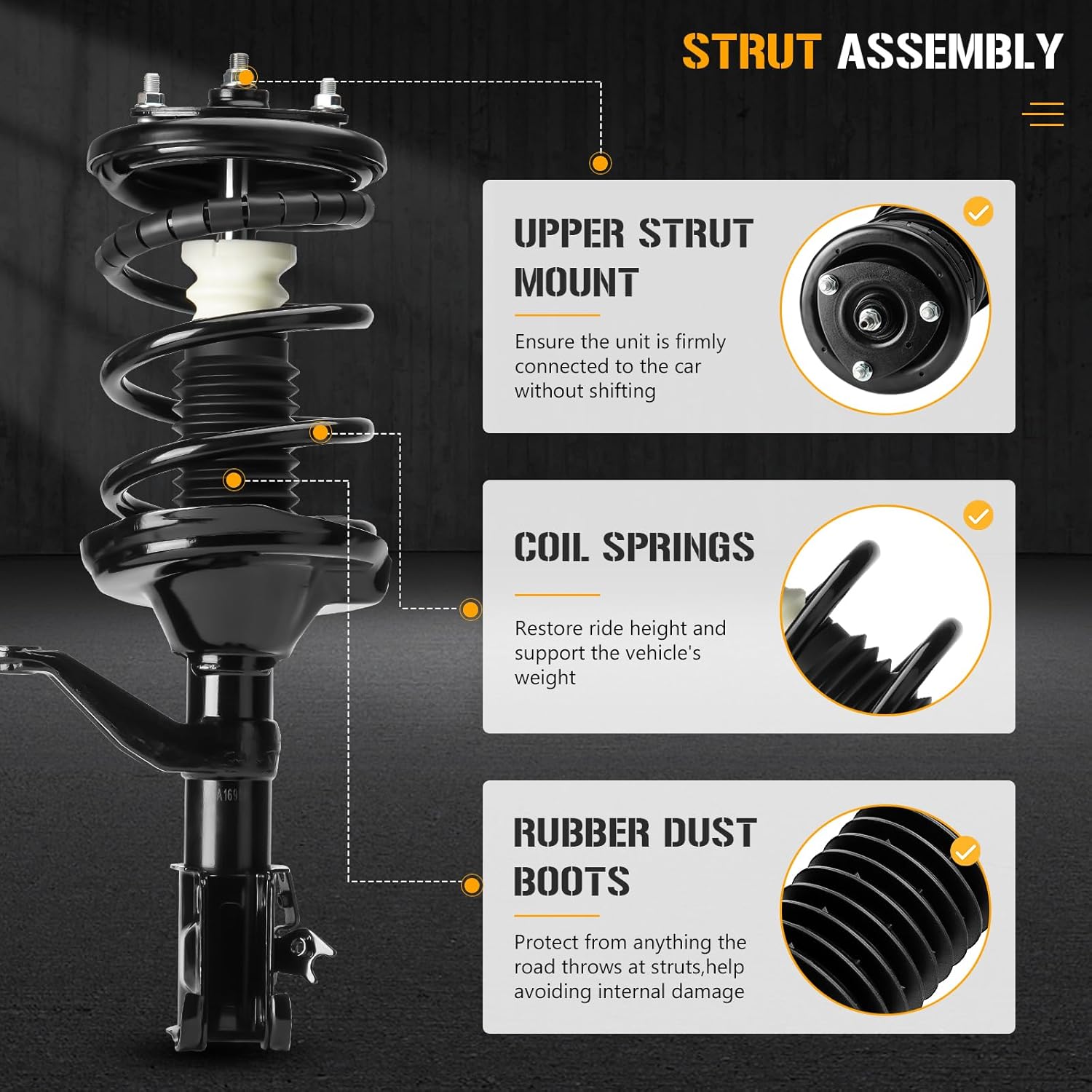 Front & Rear Left Right Complete Strut Spring Shock Absorber Fits for Honda Element 2.4L 2003-2011, Replace 171101L 171101R 172135 172136 4PCS