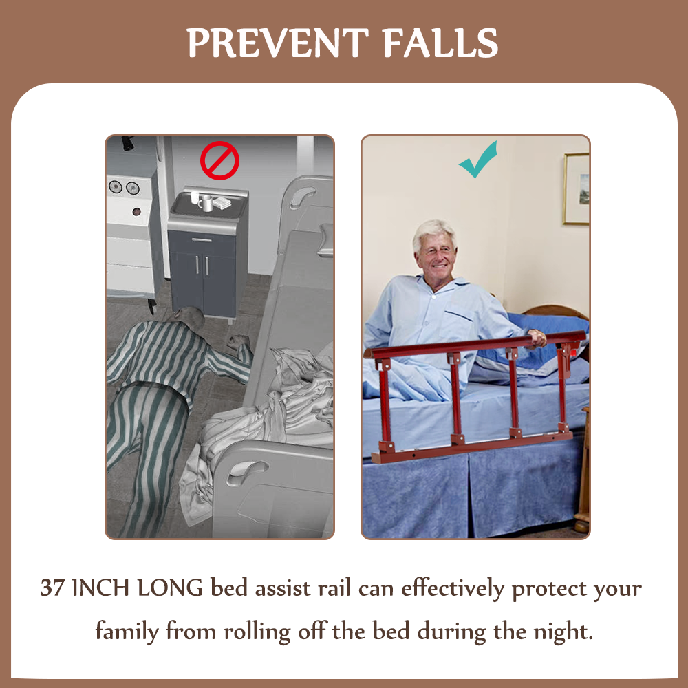 Bed Rails for Elderly Adults Seniors Assist Bar Bed Guard Railings Bedside Grab Bar Cane Assist Handle Half Bed Rail Hospital Safety Fold Down Rails (37"x14")