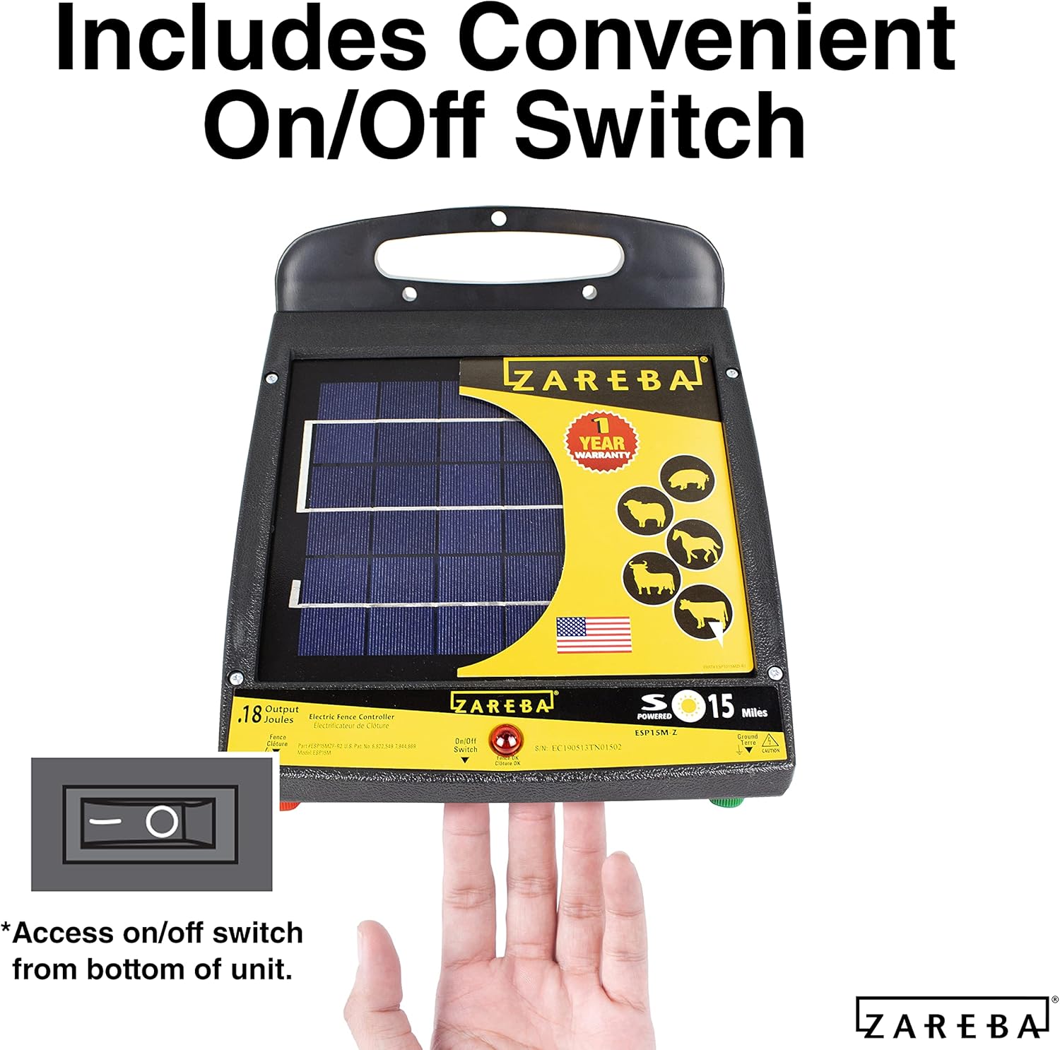 Zareba ESP15M-Z 15-Mile Solar Low Impedance Fence Charger