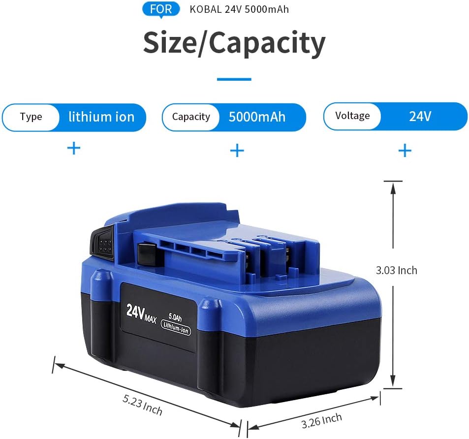 Jialitt 24V 5.0Ah Battery Replacement for Kobalt 24V Max KB624-03 KB524-03 KB424-03 KB224-03 0673802 Lithium Ion Cordless Tools Battery(2Pack) NOT for Snow Joe