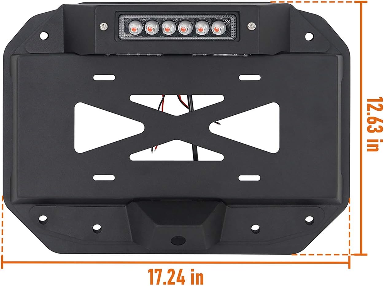 u-Box JL Wrangler Spare Tire Delete License Plate Relocation Kit w/Hole for Factory Back-up Camera & Plate Illuminate Light & Third Brake Light Compatible with Jeep Wrangler JL 2018-2022 Pack of 2