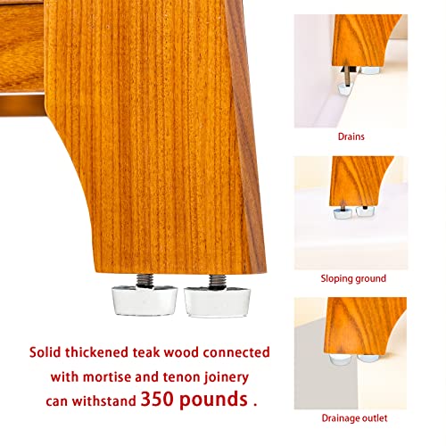 NNN 42" Teak Shower Bench with Shelf/shower benches for inside shower/teak bench/bathroom bench/teak wood benches for showers/for spa, showers, pools and other wet environments,Patented designs.