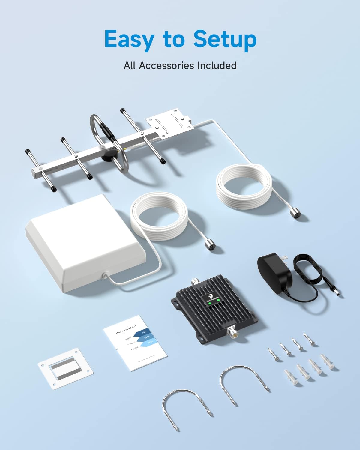 Cell Phone Signal Booster for Verizon and AT&T | Up to 4,500 Sq Ft | Boost 4G LTE 5G Signal on Band 12/13/17 | 65dB Dual Band Cellular Repeater with High Gain Antennas | FCC Approved