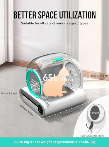 Self Cleaning Cat Litter Box, Automatic Cat Litter Box with Mat & Liners, 65L+9L Large Capacity Self Cleaning Litter Box, APP Control/Suitable for Multiple Cats - Green