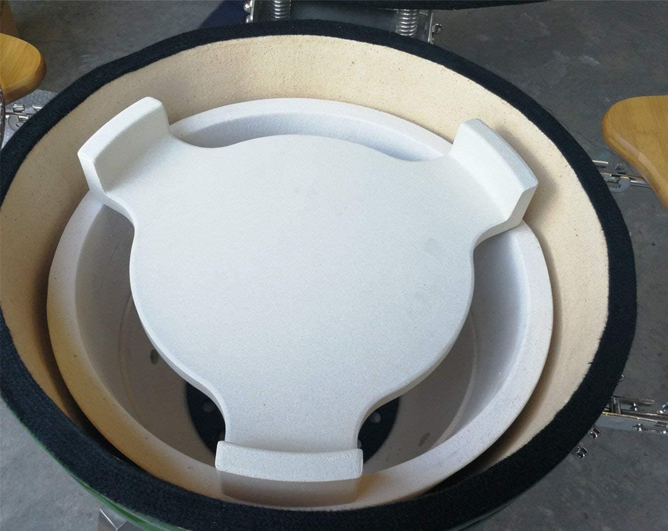 Conveggtor Big Green Egg Plate Setter Heat Deflector with 3 Legs, Plate Setter, Smoking Stone for 18 in Large Big Green Egg Grill, 18 in Kamado Grill, Chargriller 18 in Akorn Kamado, White Pack of 2