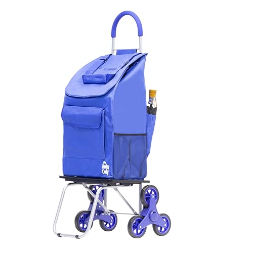 dbest products Stair Climber Bigger Trolley Dolly, Black Grocery Shopping Foldable Cart Condo Apartment 44 Inch & Stair Climber Cruiser Cart Shopping Grocery Rolling Folding Laundry Basket