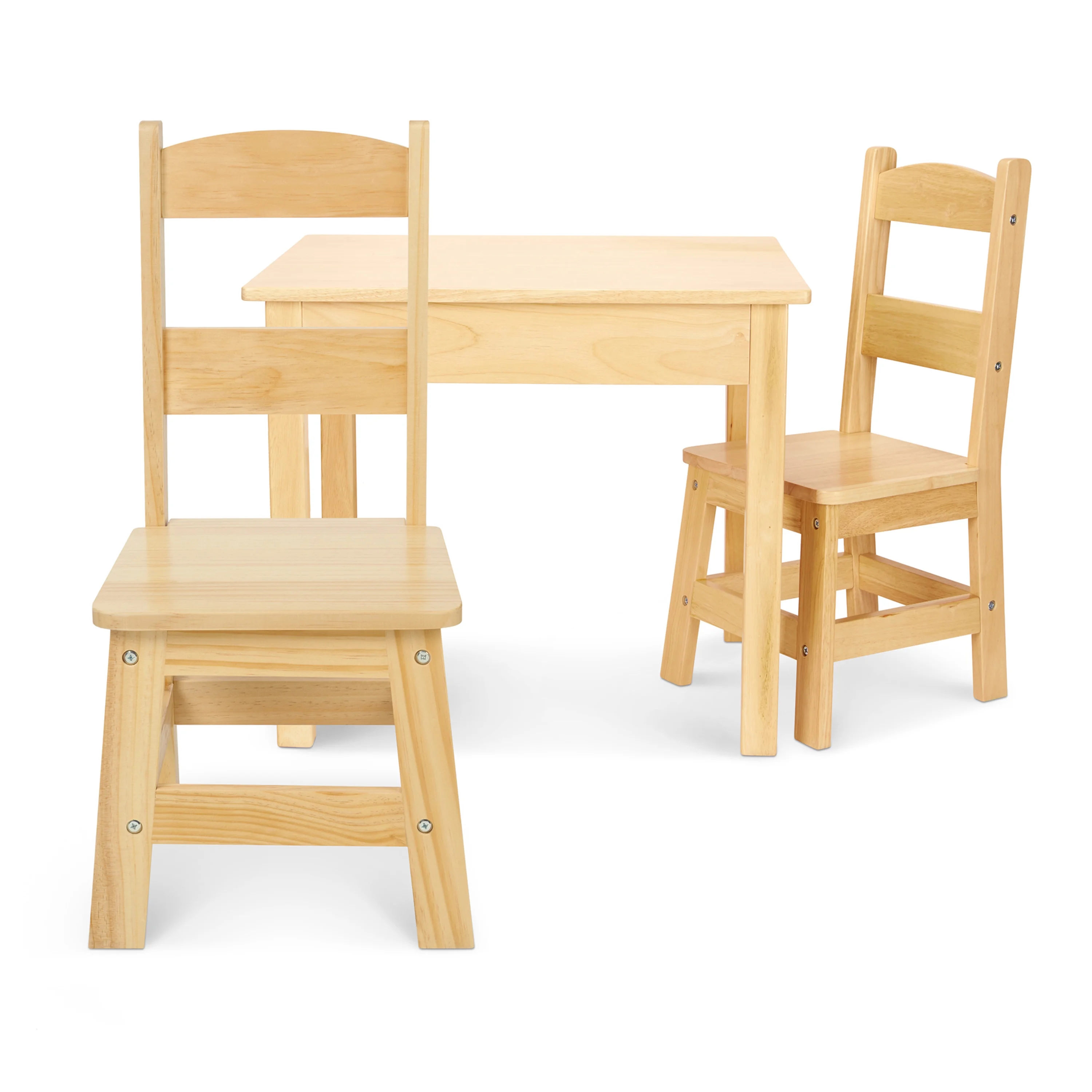 Melissa & Doug Solid Wood Table and 2 Chairs Set - Light Finish Furniture for Playroom