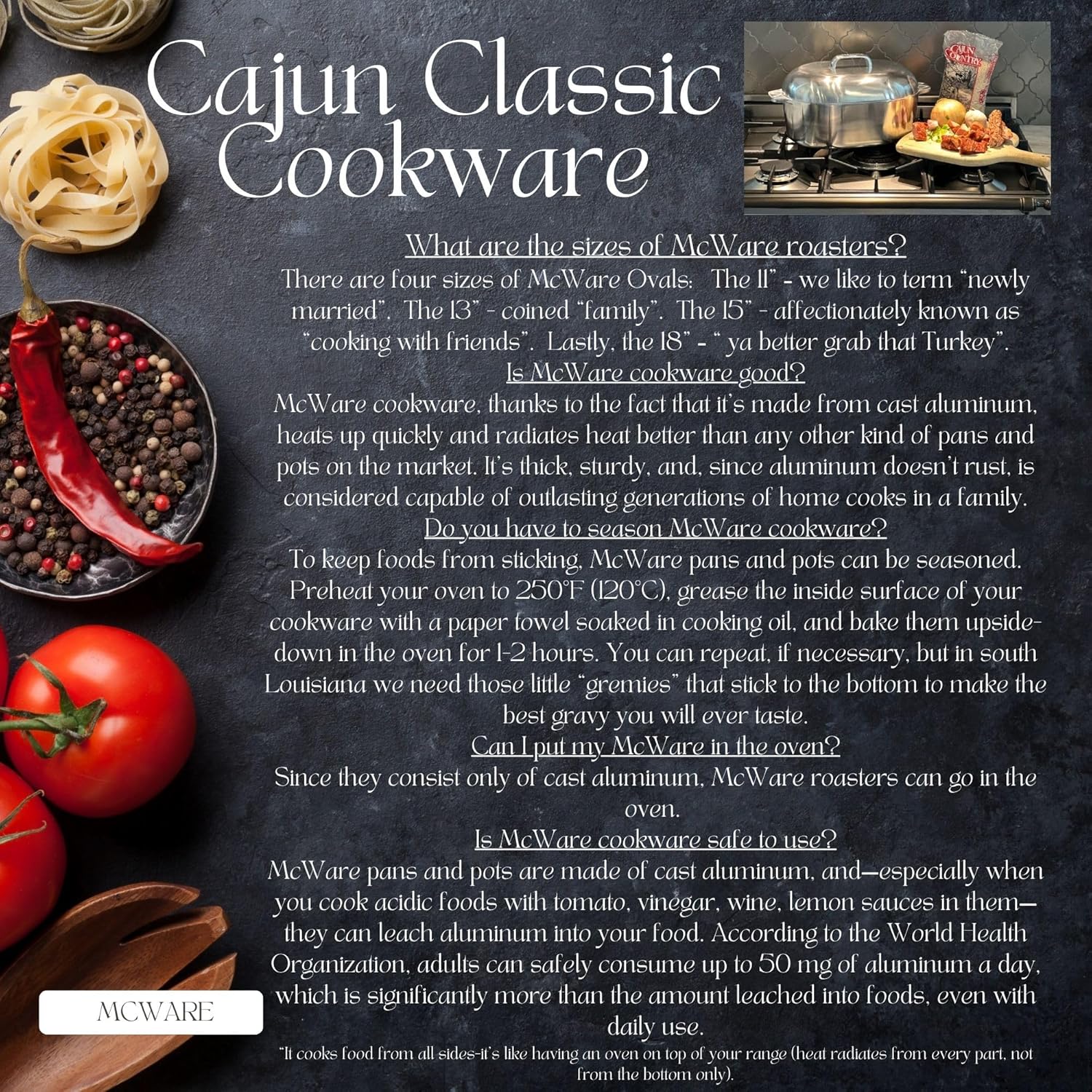 Cajun Cookware Aluminum Roaster Pan with Lid - 15-inch Roasting Pot - Easy to Clean Oval Cookware