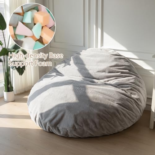 BYBYME 3 in 1 Bean Bag Chairs, Bean Bag Bed for Adults High-Density Foam Filling, Convertible Sofa Bed Faux Fur, Giant Bean Bag Chairs for Adults