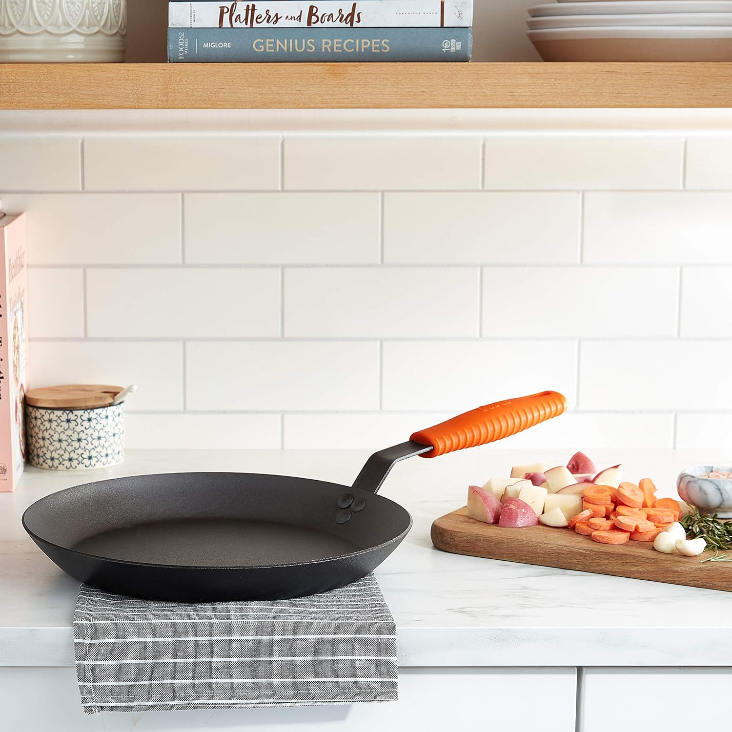 Lodge Manufacturing Company carbon steel skillet, 10-Inch, Black/Orange