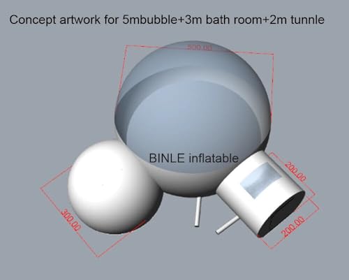 Inflatable Bubble Tent with 2 Rooms Dome Tunnel Camping Event House Outdoor Big (16.5ft Diamater + 8ft Rooms)