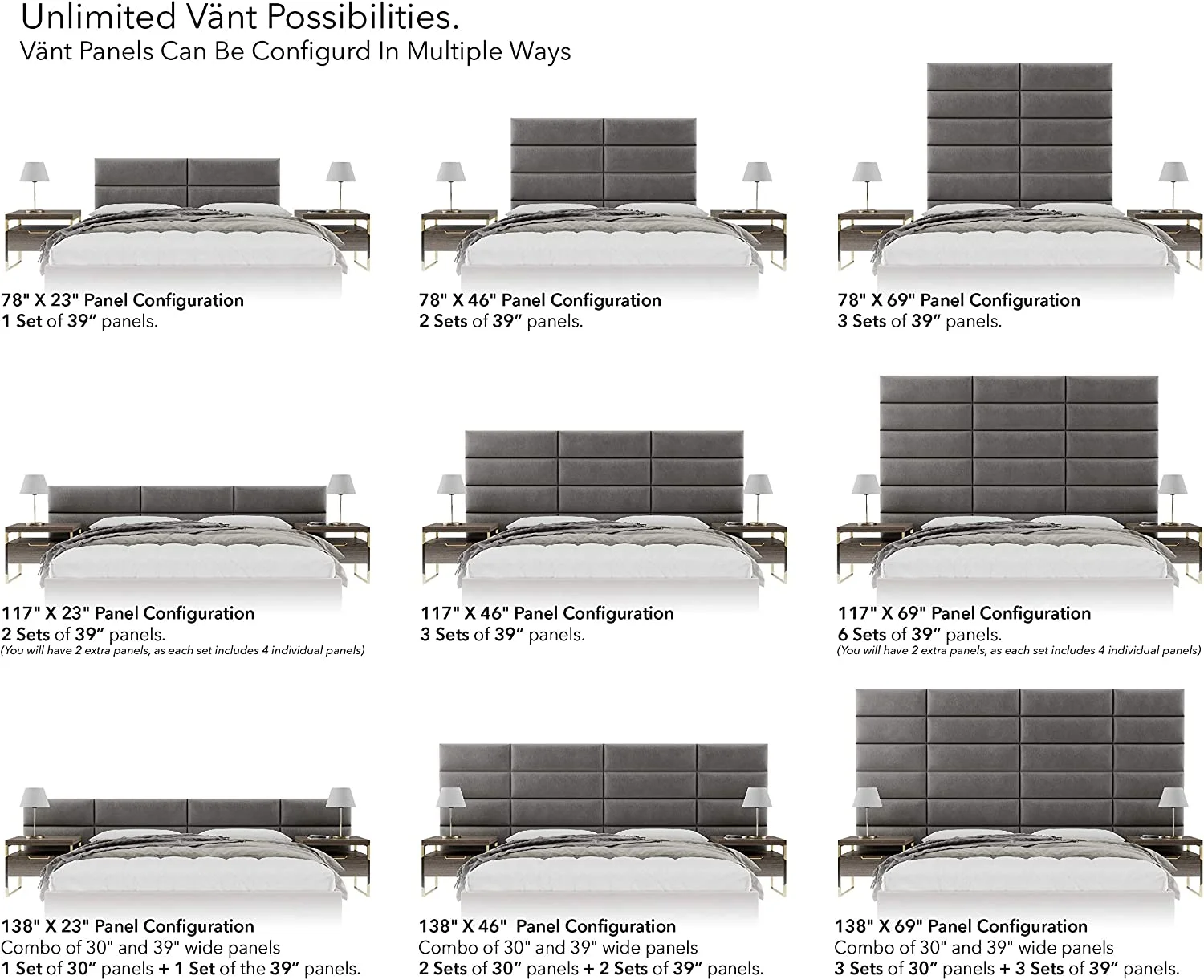 Upholstered Headboards - Accent Wall Panels - Velvet Ivory - /King - Set Of 4 Panels (Each Individual Panel 39"X11.5")