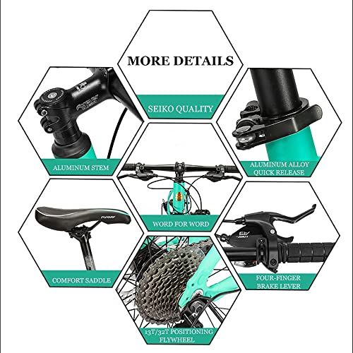 26” Mountain Bike, Disc Brake 27 Speed Bicycle Front Suspension, Hardtail Mountain Bikes Alloy Frame, Men and Women Universal Cross-Country Mount