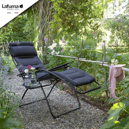 Lafuma Futura XL Air Comfort Zero Gravity Recliner (Acier Black) Extra Large Padded Folding Outdoor Reclining Chair