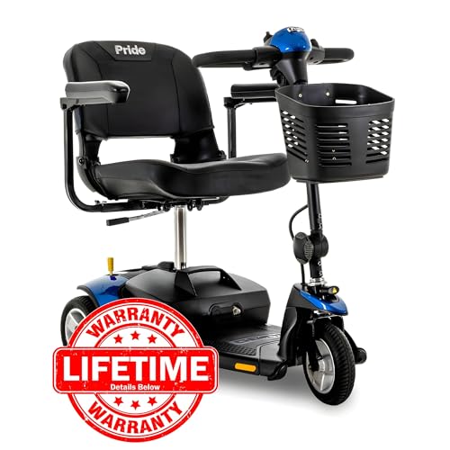 Pride Mobility Go Go Elite Traveller 3-Wheel Scooter - Travel Mobility for Adults, 18 Ah Battery, 300 Lbs Weight Capacity, Blue, Seat Dimensions - 17" W x 17" D - SC40E-18AH