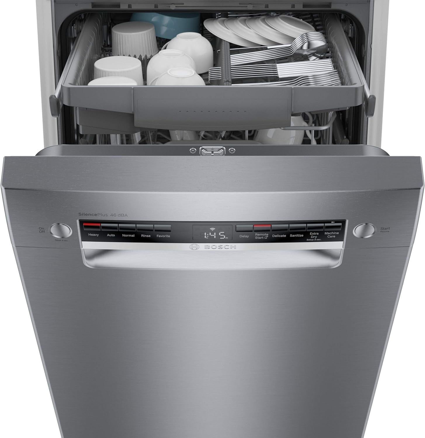 Bosch 300 Series ADA 18" Stainless Steel Recessed Handle Dishwasher - SPE53B55UC