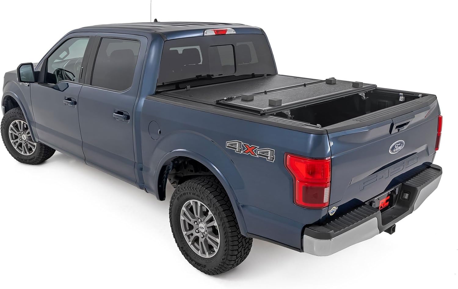 Rough Country Hard Low Profile Tri-Fold Truck Bed Tonneau Cover for Ford F-150 (2021-2024) - Fits 5'7" (67.1") Bed