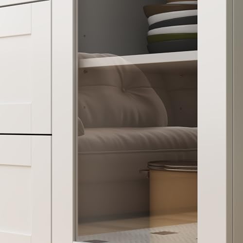 Hitow 78.7" Tall Curio Cabinet Acrylic Storage Cabinet with 5-Tier Shelf & 3 Drawer, Display Bookshelf Bookcase with 6 Acrylic Glass Doors, Liquor Cabinet for Home Office Kitchen Garage, White 63" W
