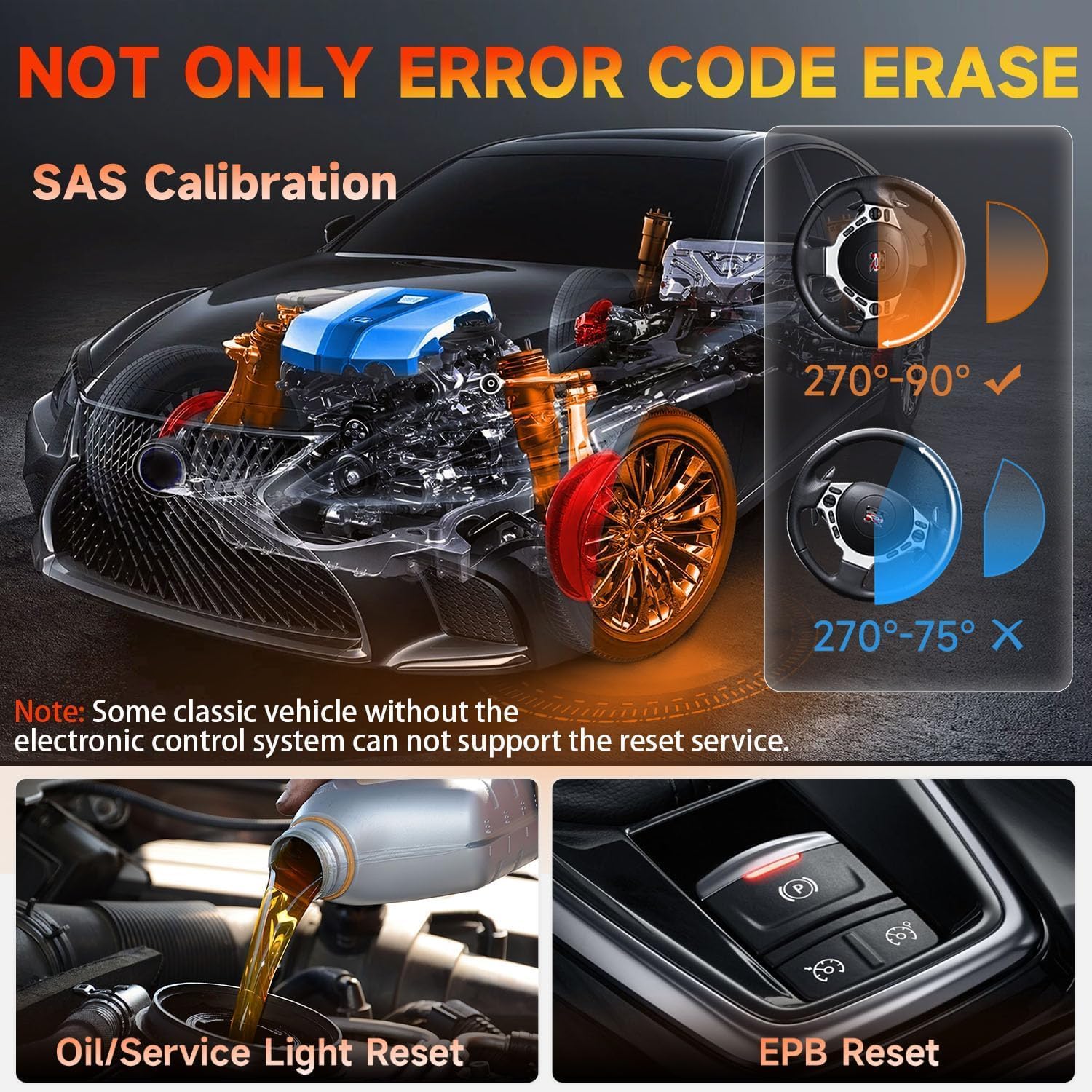 FOXWELL NT630 Plus OBD2 Scanner with ABS and SRS, 2024 ABS Scan Tool Bleeding Brake SRS Scanner Car Code Reader Diagnostic Tool Bidirectional Scanner with Airbag Light Reset SAS Oil Light
