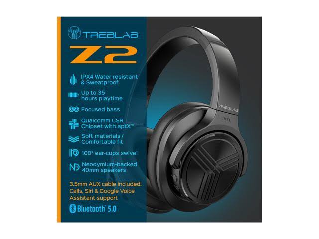 Treblab Z2 Bluetooth 5.0 Noise-Cancelling Headphones