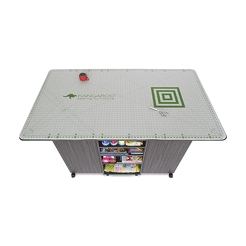 Arrow Sewing Sewing Furniture Kookaburra Cutting Table, Model K3451, Cutting, Quilting, Art and Crafting Table with Storage, Ash White Finish