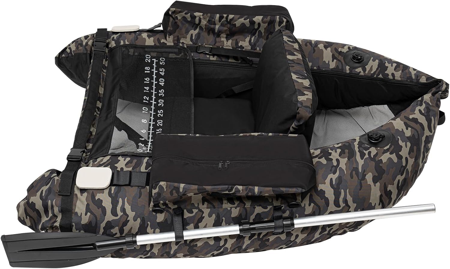 Inflatable Kayak Set, 1-Person Portable Inflatable Fishing Boat with Adjustable Shoulder Straps, Ergonomic High-Back Seat, Outdoor Fishing Boat for Lakes and Rivers, 286.6lbs Weight Capacity