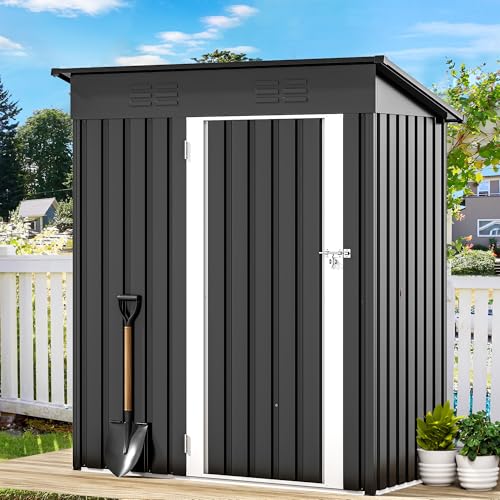 DWVO 10x8 FT Outdoor Storage Shed - Spacious Garden Tool Shed with Lockable Door - Durable Metal Yard Shed for Garden, Patio, and Backyard (Dark Gray)