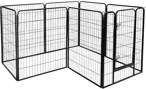 LEMY 16 Panels 32 in Pet Playpen Heavy Duty Metal Dog Exercise Fence Barrier，Outdoor & Indoor Foldable Pet Exericse Pen w/Door,Black