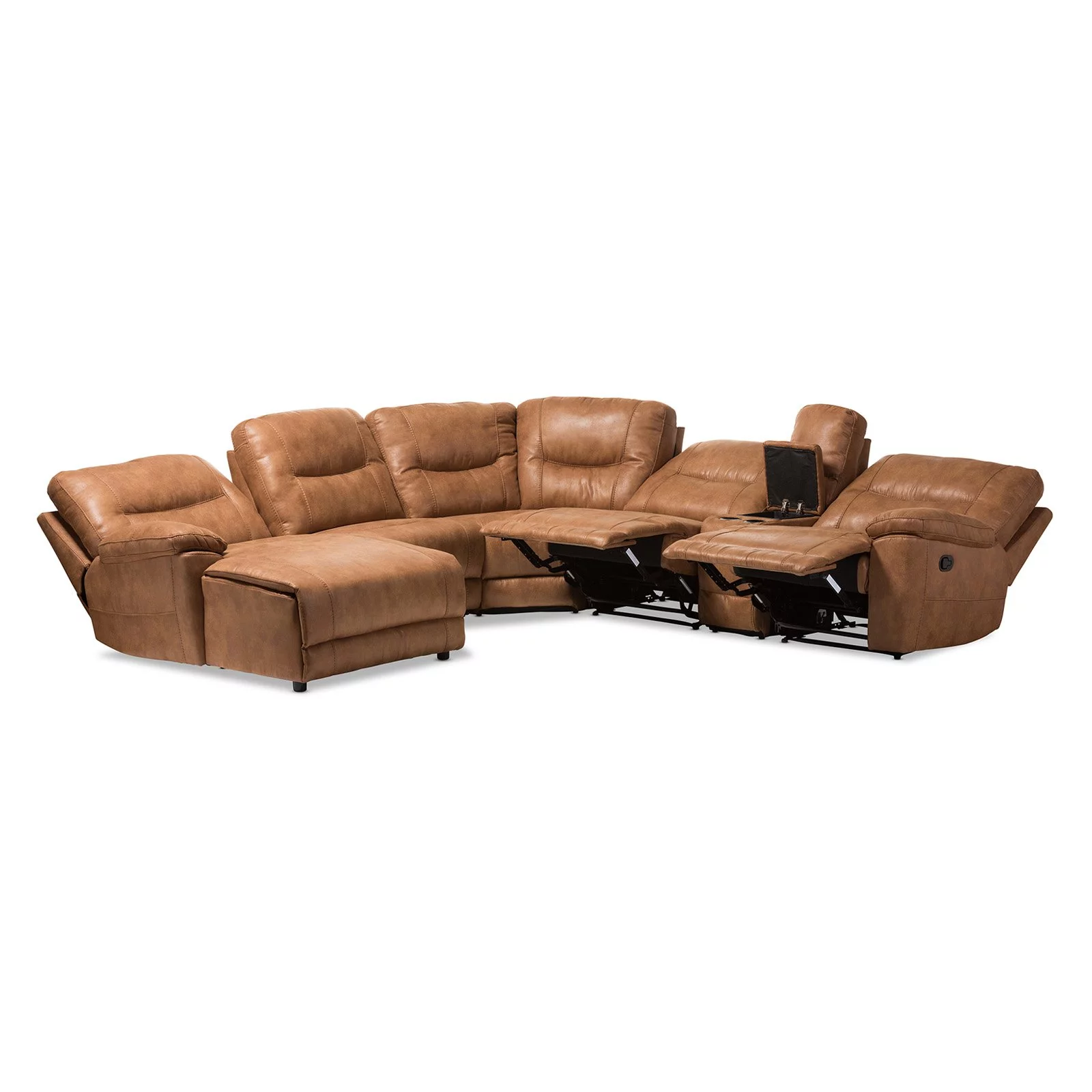 Mistral 6 Piece Reclining Sectional in Light Brown