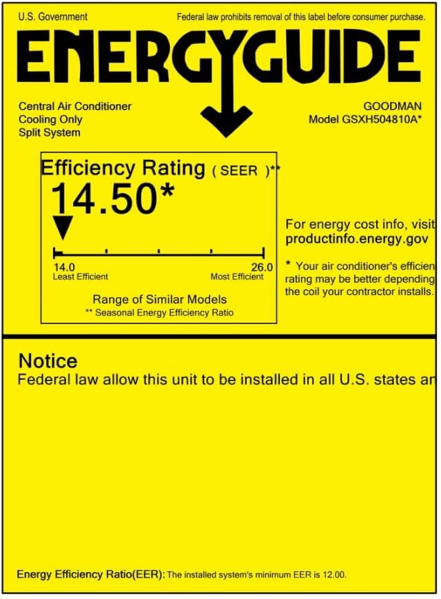 Goodman 4 Ton 15.2 SEER2 Single Stage Air Conditioner GSXH504810 and 120,000 BTU 96% AFUE Multi-Speed Gas Furnace GM9C961205DN Upflow System with CAPT4961D4