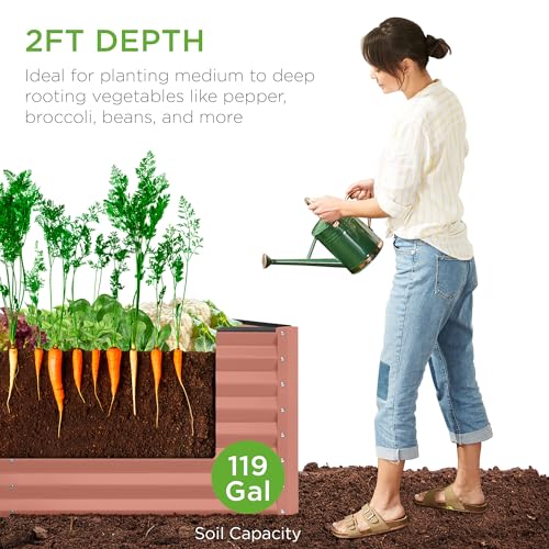 Best Choice Products 8x4x2ft Outdoor Metal Raised Garden Bed, Deep Root Planter Box for Vegetables, Flowers, Herbs, and Succulents w/ 478 Gallon Capacity - Gray