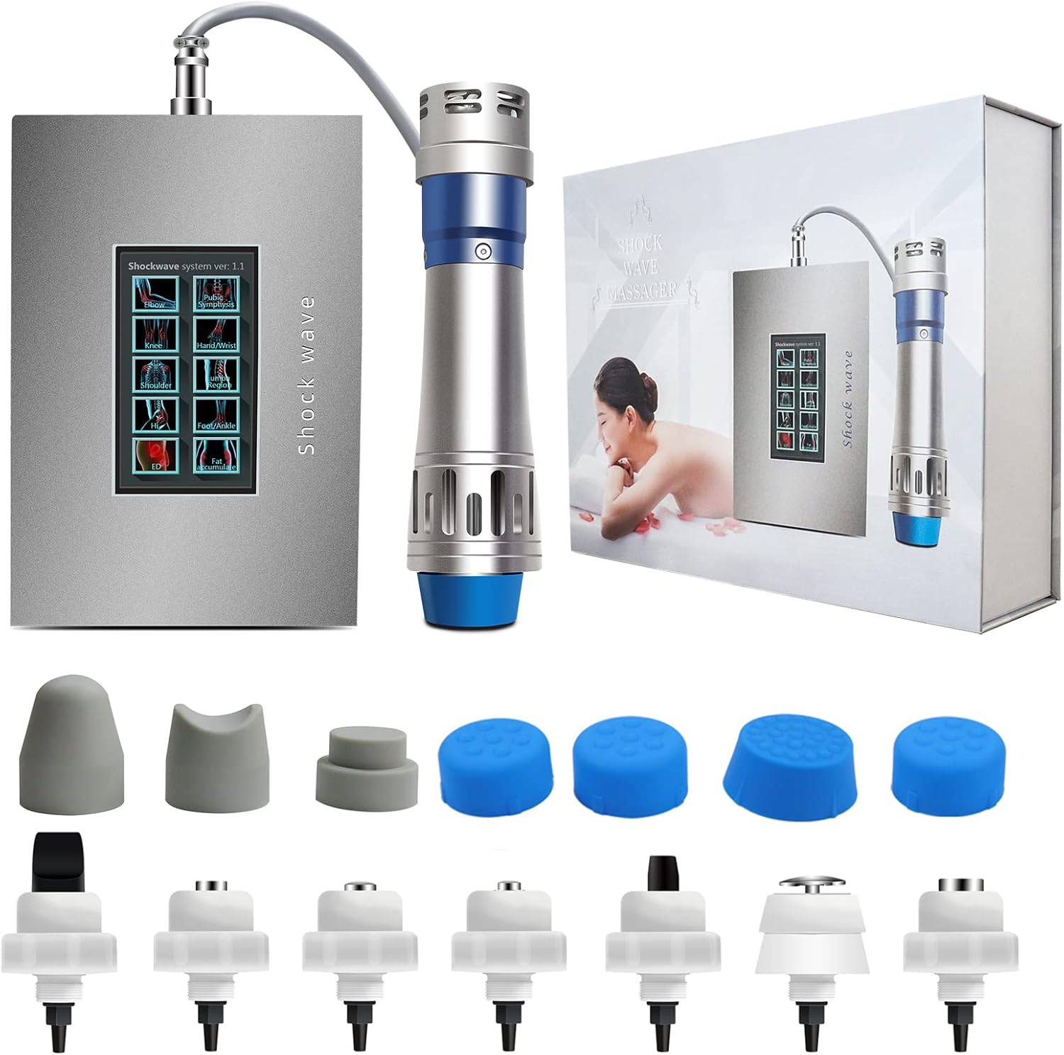 Shockwave Therapy Machine, Extracorporeal Shock Wave Treatment Equipment for Pain Relief Body Muscle Massager with 7 Massage Heads