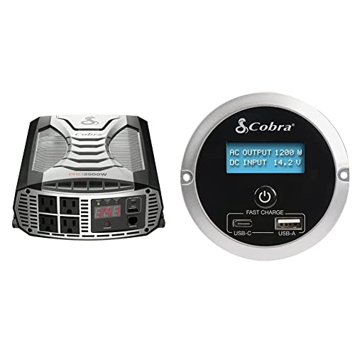Cobra PRO 2500W Professional Grade Power Inverter, Portable – 2500-Watt Car Charger, 4 Grounded AC Outlets, 2 Fast Charge USB Ports and Remote Controller (CPIALCDG1) Compatible