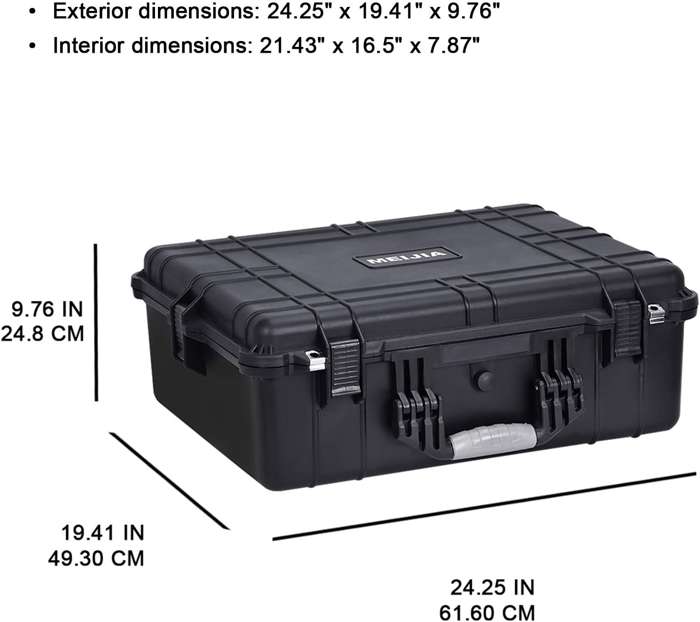 MEIJIA Portable Waterproof Protective Hard Case,Camera Case With Customizable Fit Foam Insert, Elegant Black, 24.25X19.43X8.68