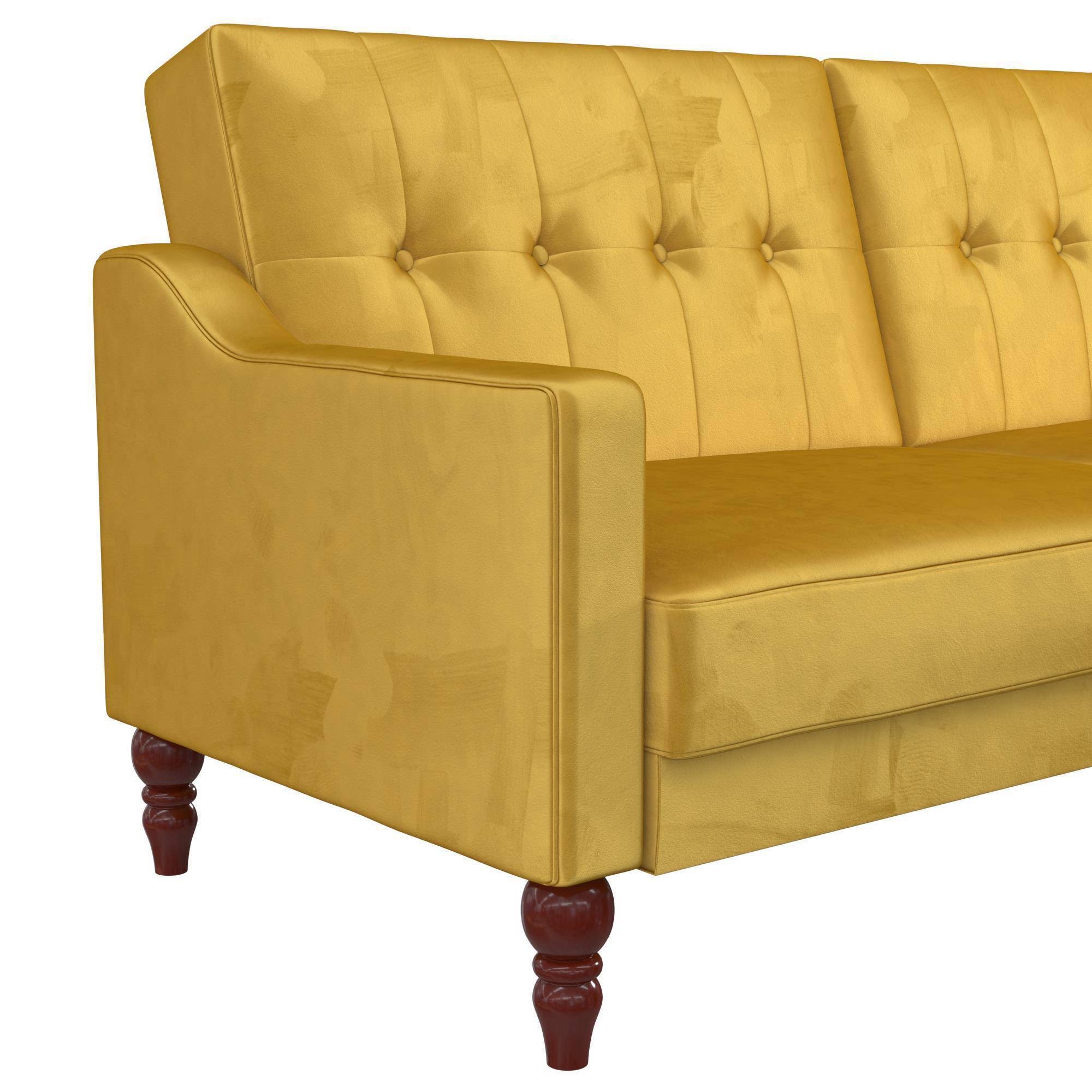 Novogratz Beatrice Coil Futon Convertible Sofa Bed u0026 Couch - Mustard