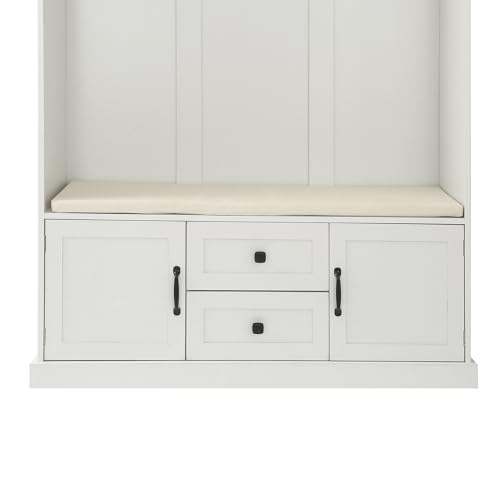 Hall Tree with 3 Hooks, Coat Hanger, Entryway Bench with Cushion, 3-in-1 Design, Storage Cabinet for Entrance, Hallway, Bedroom, Tiger