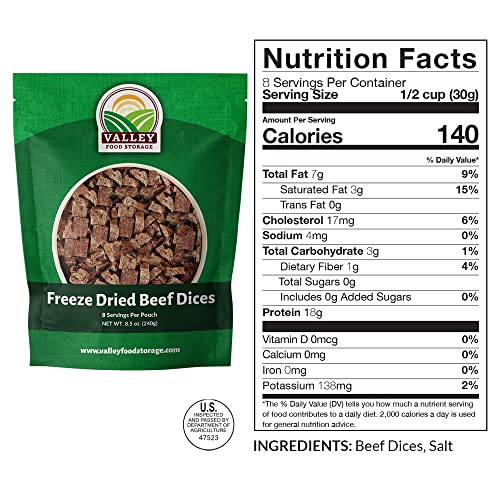 76 Serving Freeze Dried Meat & Rice Bucket | Premium Emergency Food Supply, Contains 1,044 g Protein | Non-GMO Survival Food 25 Year Shelf Life | Prepared Foods Survival Kits from Valley Food Storage