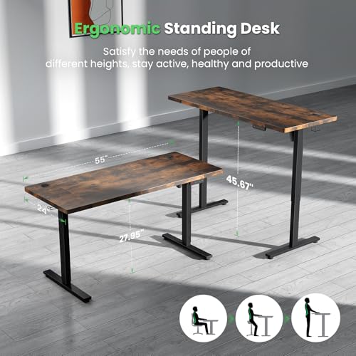 SIAGO Electric Standing Desk Adjustable - 48 x 24 Inch Sit Stand up Desk with Cable Management - 3 Memory Preset Adjustable Height Table
