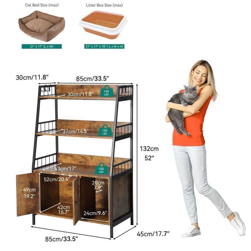 YITAHOME Cat Litter Box Enclosure with Storage Shelves Indoor Large Litter Box Furniture Wooden Hidden Cat Cabinet Washroom - Pet Supplies online store