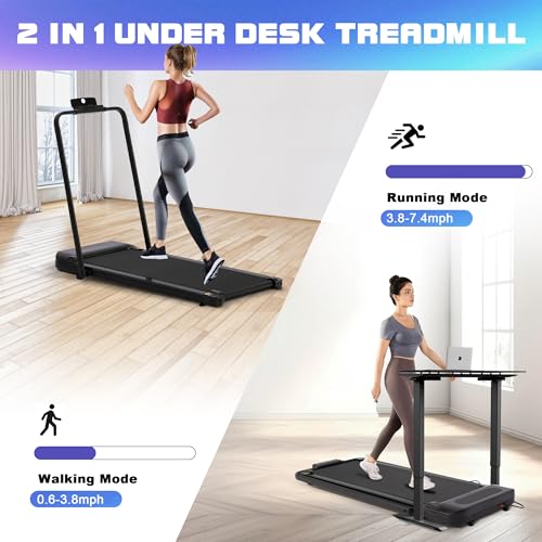 MAGIC UNION Walking Pad Treadmill Under Desk, 3 in 1 Portable Mini Treadmill for Home and Office, 265 lb Capacity 2.5HP Walking Jogging Machine with Remote Control, LED Display