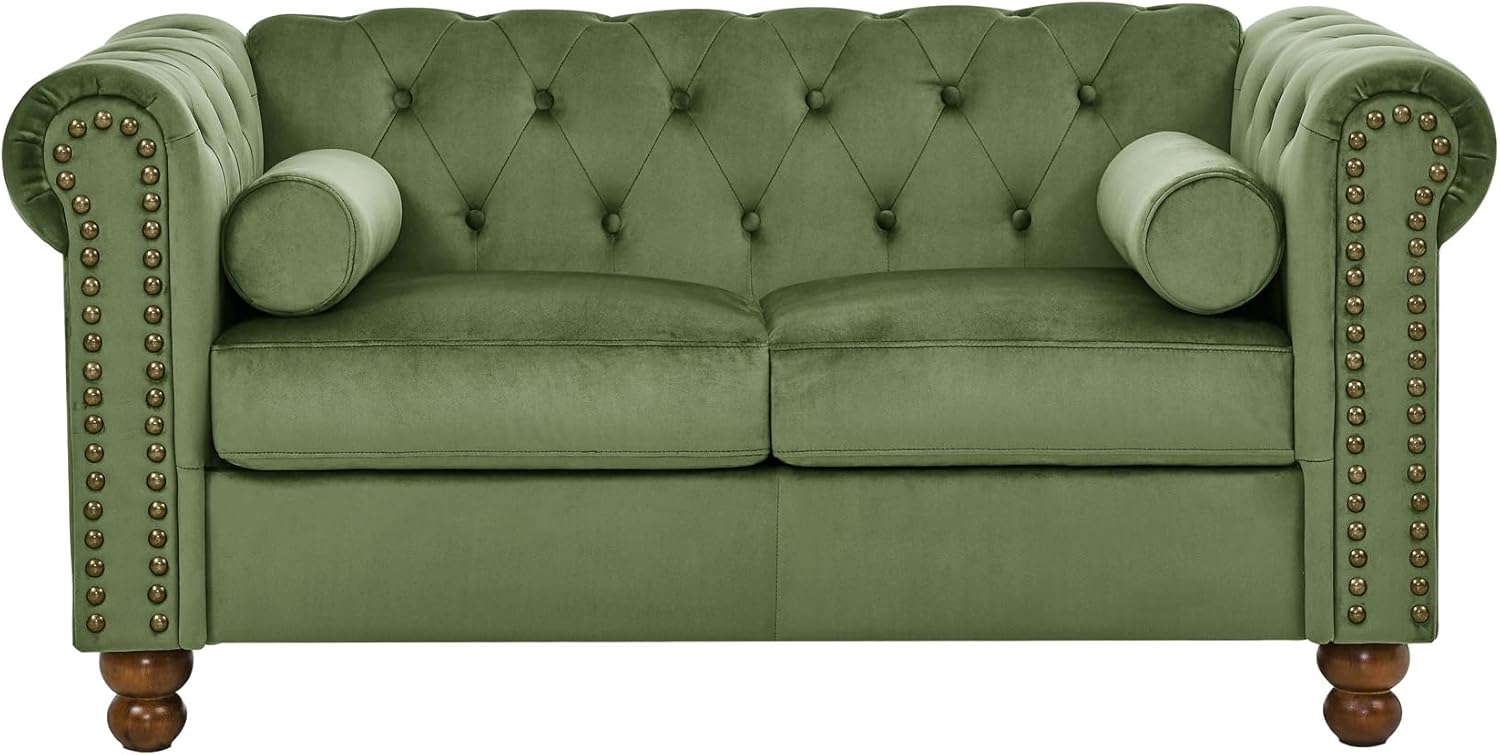 PHOYAL Large LOVE SEAT, Velvet Sofa TWOseat Sofa Classic Tufted Chesterfield Settee Sofa