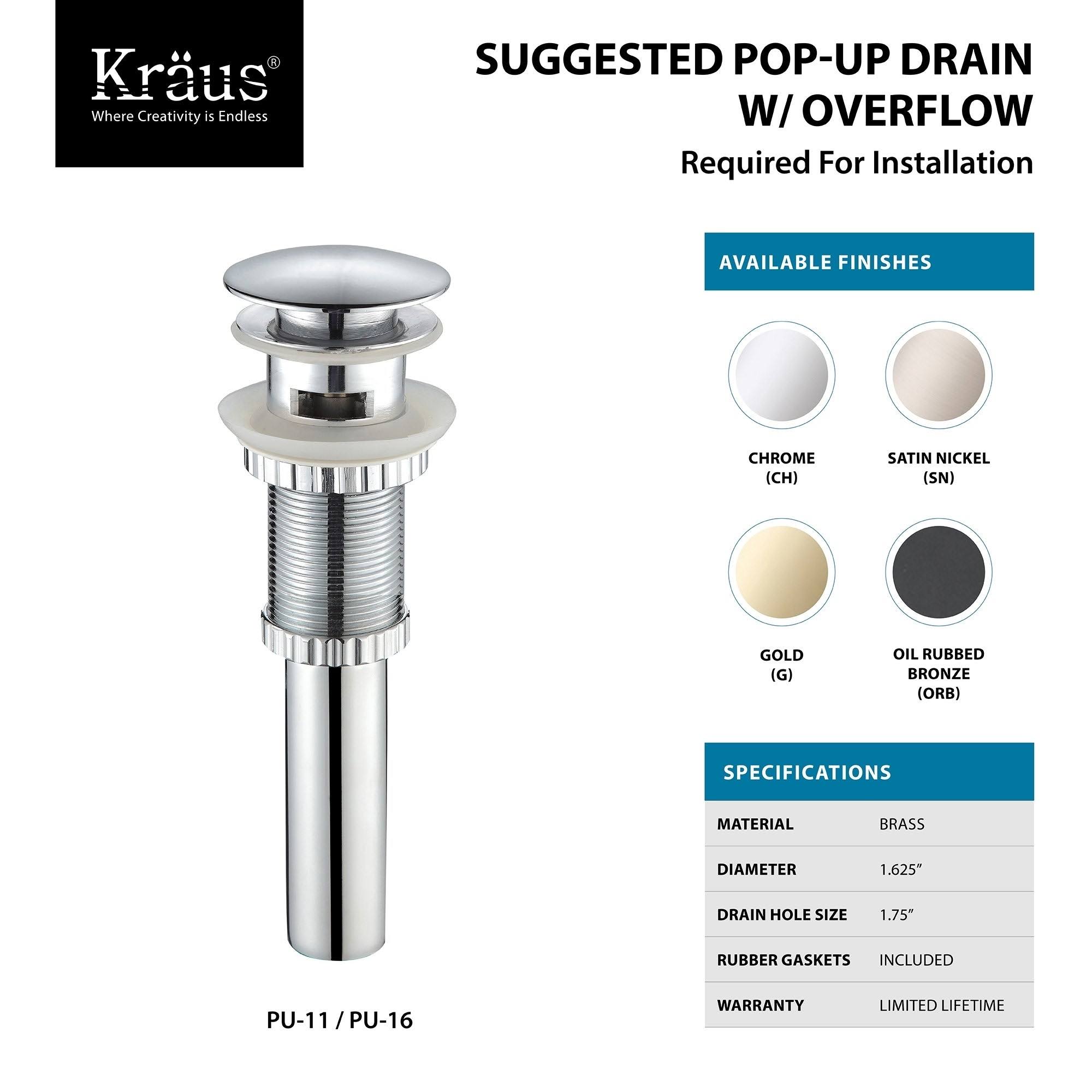 Kraus Virtus Single Hole Bathroom Faucet - Brushed Nickel KEF-15501BN