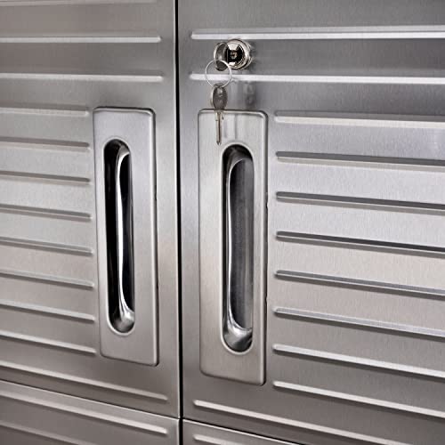 Seville Classics UltraHD Solid Steel Rolling Lockable Metal Storage Cabinet Locker Organizer w/Adjustable Shelves for Garage, Warehouse, Office, Classroom, 36" W x 18" D x 72" H, Granite
