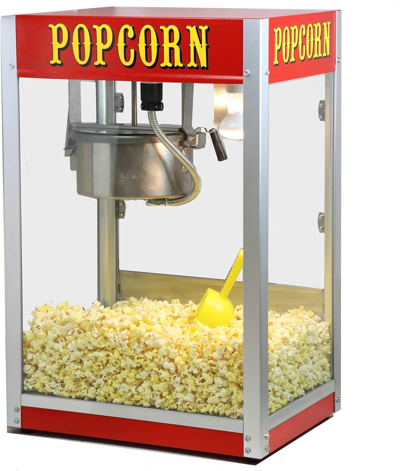 Paragon Theater Pop 8 Ounce Popcorn Machine for Professional Concessionaires Requiring Commercial Quality High Output Popcorn Equipment, Red