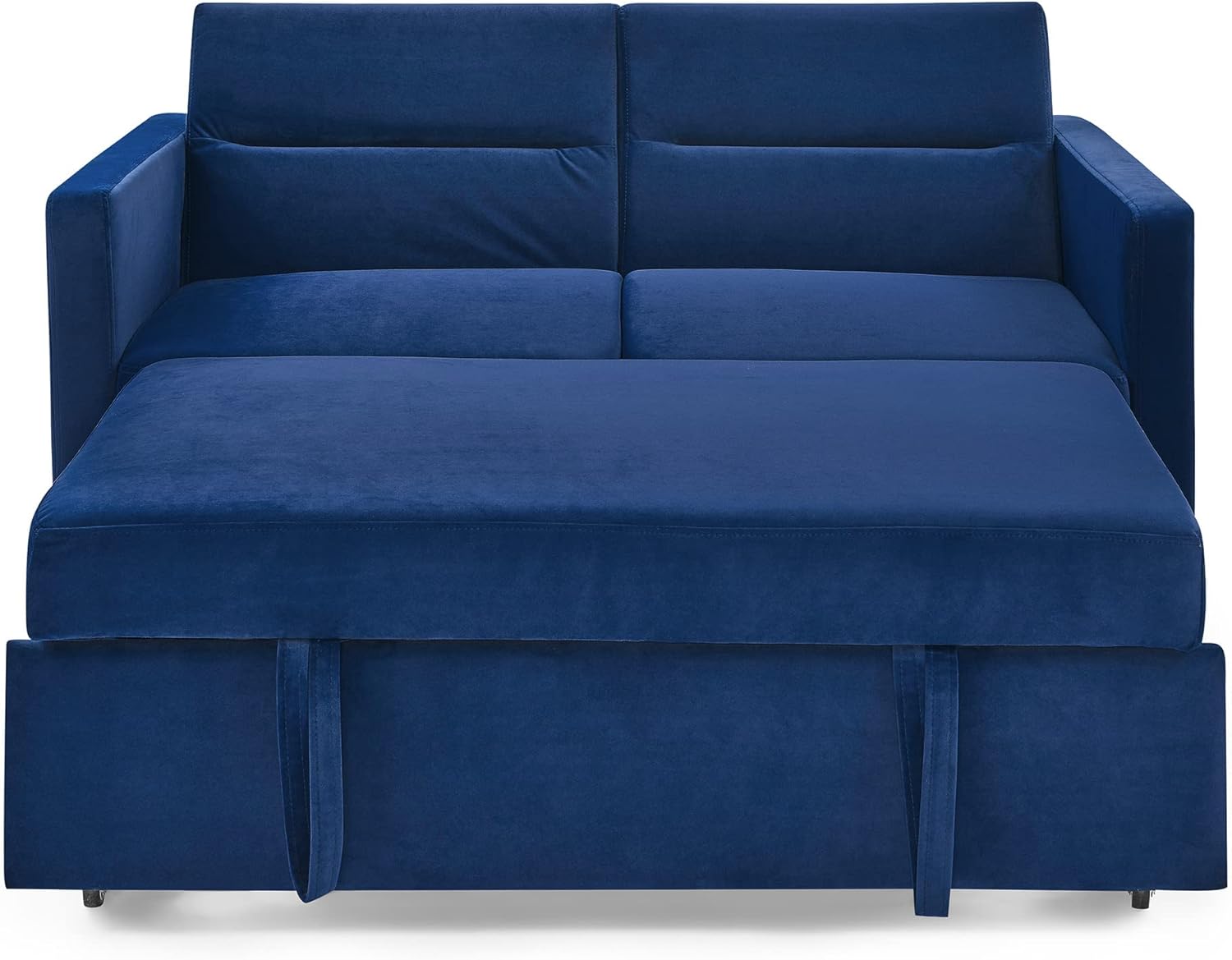 3-in-1 Multi-Functional Convertible Sofa Bed, Comfy Upholstered Sleeper Loveseat Futon Couch Pull, Chaise Lounge with Adjustable Backrest Sofabed, Blue 54.5"