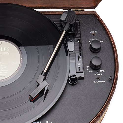 ClearClick Vintage Suitcase Turntable with Bluetooth & USB - Classic Wooden Retro Style