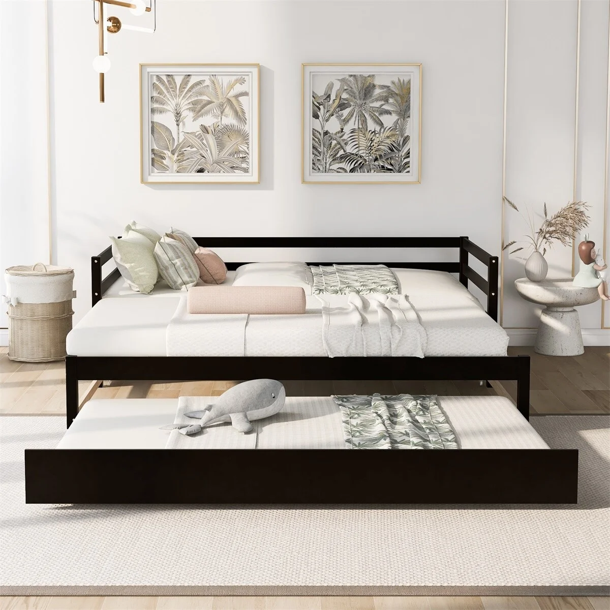 MERAX  Twin or Double Twin Daybed with Trundle Espresso